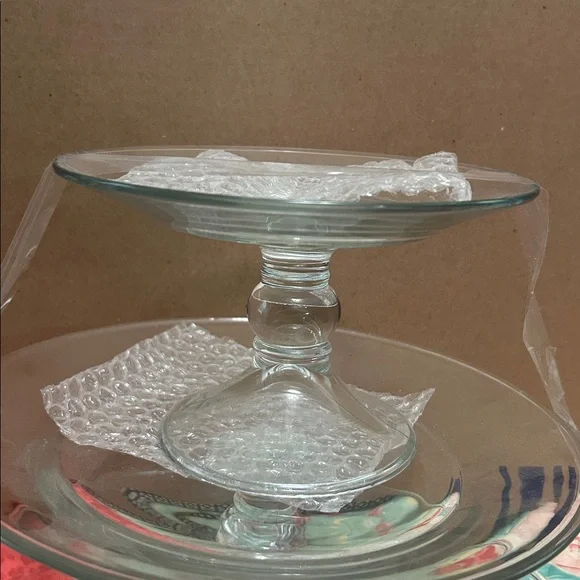 Libbey single glass footed cake/dessert 3 piece server set 4.8 base on each. - Picture 2 of 7